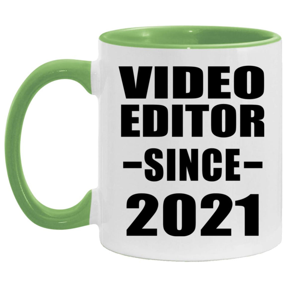 Video Editor Since 2021 - 11oz Accent Mug Green