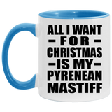 All I Want For Christmas Is My Pyrenean Mastiff - 11oz Accent Mug Blue