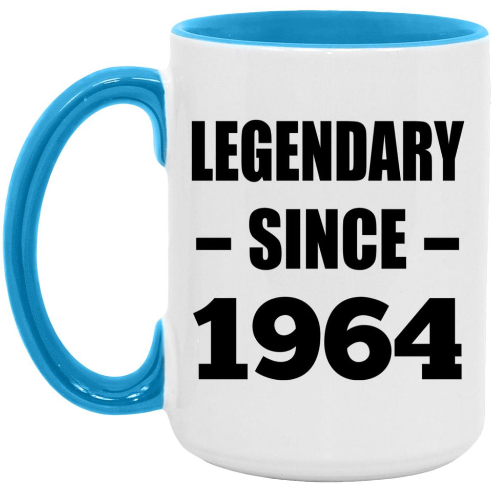 60th Birthday Legendary Since 1964 - 15oz Accent Mug Blue