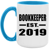 Bookkeeper Established EST. 2019 - 15oz Accent Mug Blue