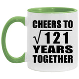 11th Anniversary Cheers To Square Root of 121 Years Together - 11oz Accent Mug Green