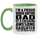 Proud Video Editor Dad Of Awesome Daughter - 11oz Accent Mug Green