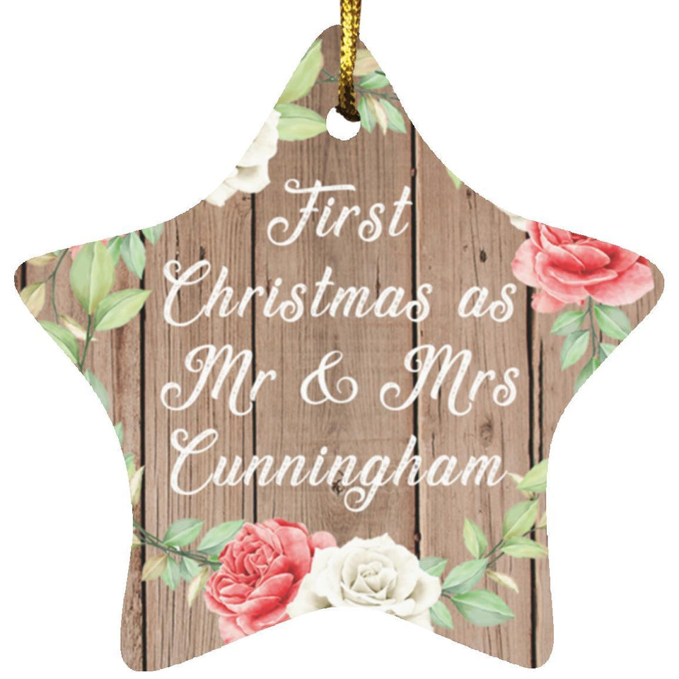 First Christmas As Mr & Mrs Cunningham - Star Ornament B