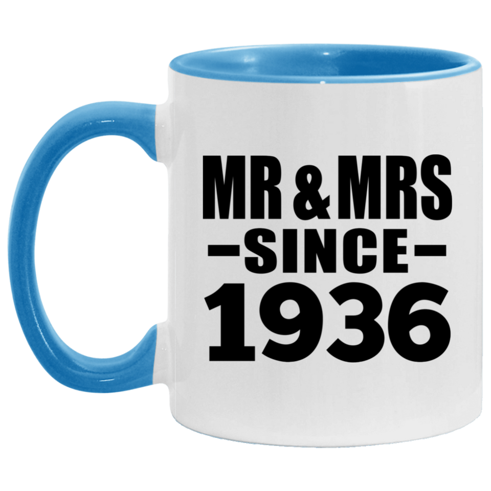 88th Anniversary Mr & Mrs Since 1936 - 11oz Accent Mug Blue