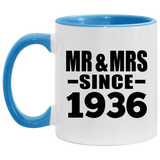 88th Anniversary Mr & Mrs Since 1936 - 11oz Accent Mug Blue
