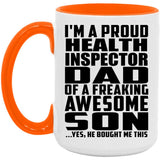 Proud Health Inspector Dad Of Awesome Son - 15oz Accent Mug Orange