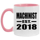 Machinist Established EST. 2018 - 11oz Accent Mug Pink