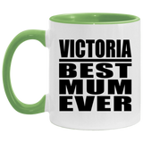 Victoria Best Mum Ever - 11oz Accent Mug Green