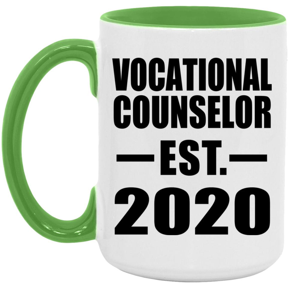 Vocational Counselor Established EST. 2020 - 15oz Accent Mug Green