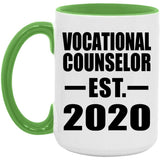 Vocational Counselor Established EST. 2020 - 15oz Accent Mug Green