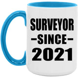 Surveyor Since 2021 - 15oz Accent Mug Blue