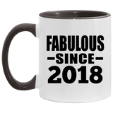 6th Birthday Fabulous Since 2018 - 11oz Accent Mug Black