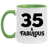 35th Birthday 35 & Fabulous - 11oz Accent Mug Green