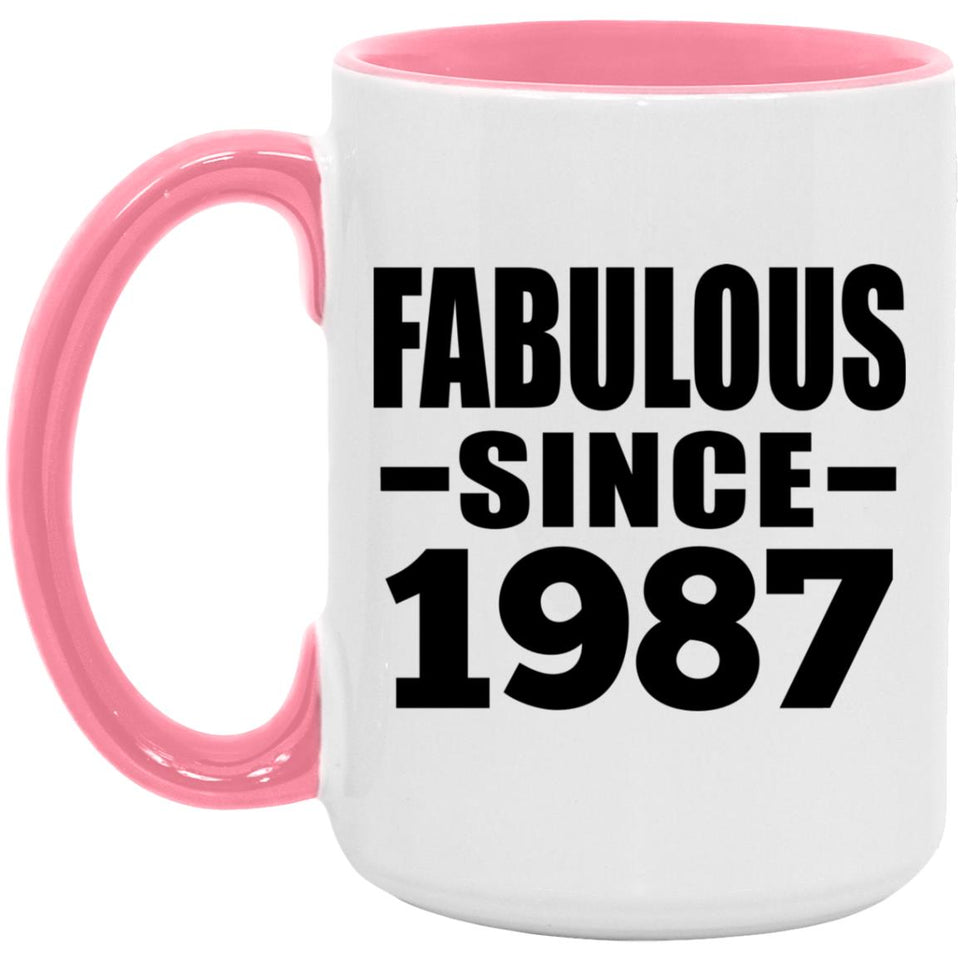 37th Birthday Fabulous Since 1987 - 15oz Accent Mug Pink