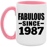 37th Birthday Fabulous Since 1987 - 15oz Accent Mug Pink