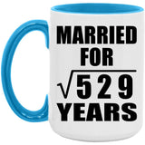 23rd Anniversary Married For Square Root of 529 Years - 15oz Accent Mug Blue
