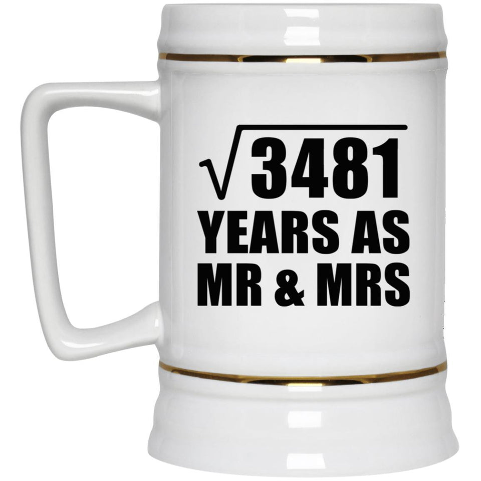 59th Anniversary Square Root of 3481 Years As Mr & Mrs - Beer Stein
