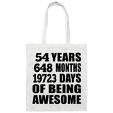 54th Birthday 54 Years 648 Months 19723 Days Of Awesome - Tote Bag White