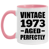 51st Birthday Vintage 1973 Aged Perfectly - 11oz Accent Mug Pink
