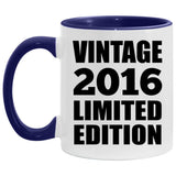 8th Birthday Vintage 2016 Limited Edition - 11oz Accent Mug Purple