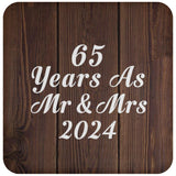 65th Anniversary 65 Years As Mr & Mrs 2024 - Drink Coaster D