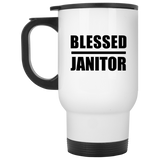 Blessed Janitor - White Travel Mug