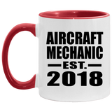 Aircraft Mechanic Established EST. 2018 - 11oz Accent Mug Red