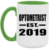 Optometrist Established EST. 2019 - 15oz Accent Mug Green
