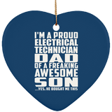 Proud Electrical Technician Dad Of Awesome Son - Heart Ornament