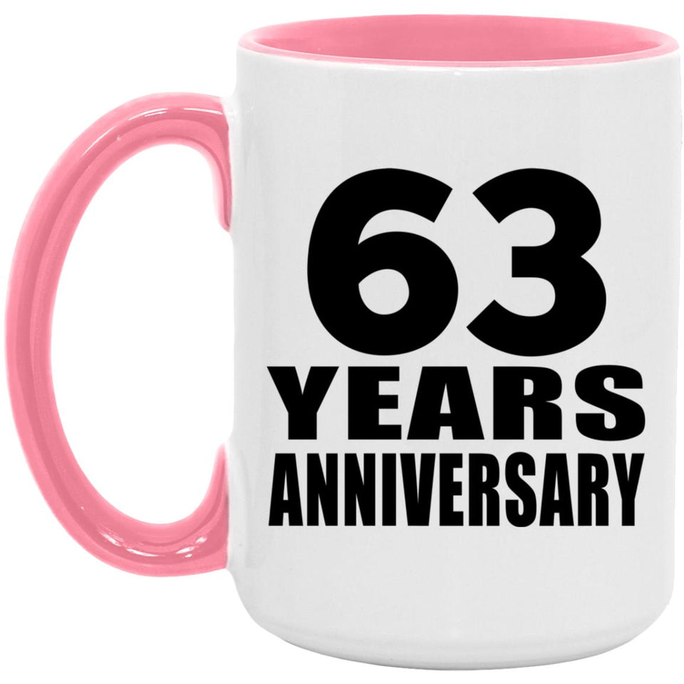 63rd Anniversary 63 Years Anniversary - 15oz Accent Mug Pink
