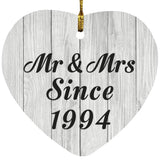30th Anniversary Mr & Mrs Since 1994 - Heart Ornament F