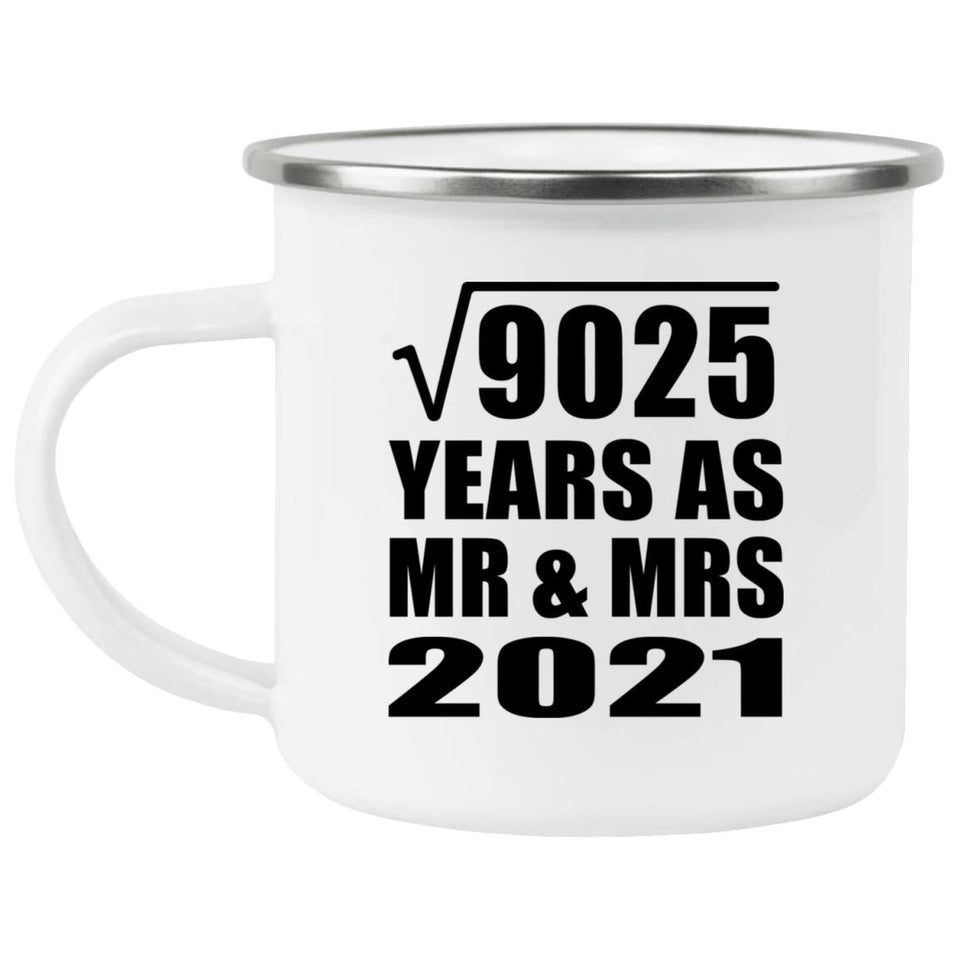 95th Anniversary Square Root of 9025 Years As Mr & Mrs 2021 - 12oz Camping Mug