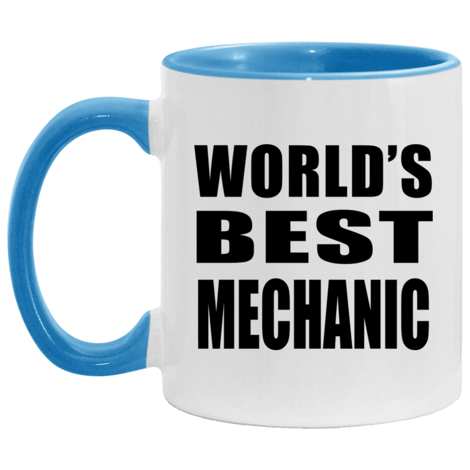 World's Best Mechanic - 11oz Accent Mug Blue