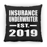 Insurance Underwriter Established EST. 2019 - Throw Pillow Black