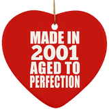 23rd Birthday Made In 2001 Aged to Perfection - Heart Ornament