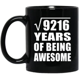 96th Birthday Square Root of 9216 Years of Being Awesome - 11oz Coffee Mug Black