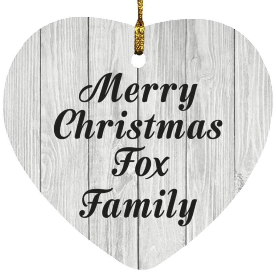 Merry Christmas Fox Family - Heart Ornament F