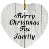 Merry Christmas Fox Family - Heart Ornament F