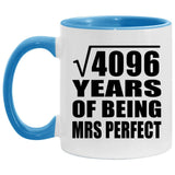 64th Anniversary Square Root of 4096 Years of Mrs Perfect - 11oz Accent Mug Blue