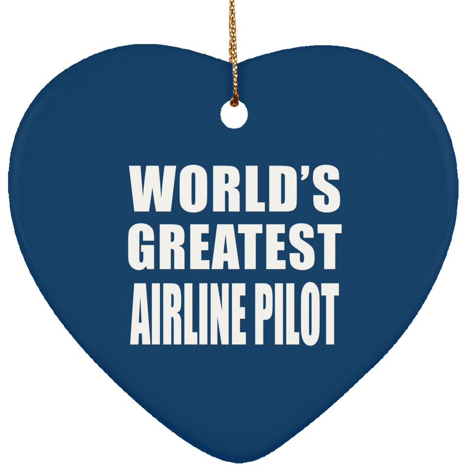 World's Greatest Airline Pilot - Heart Ornament