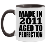 13th Birthday Made In 2011 Aged to Perfection - 11oz Accent Mug Black