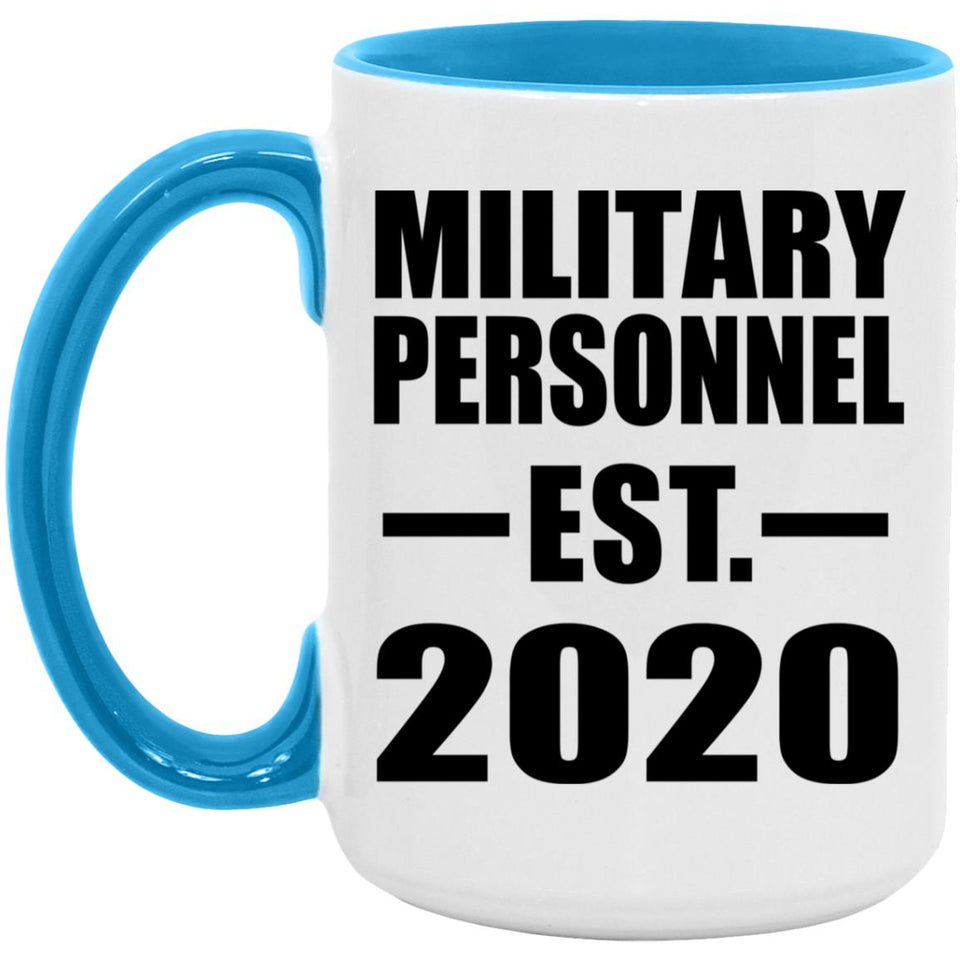 Military Personnel Established EST. 2020 - 15oz Accent Mug Blue