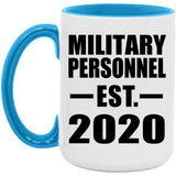 Military Personnel Established EST. 2020 - 15oz Accent Mug Blue