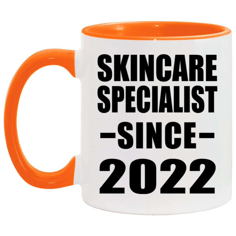 Skincare Specialist Since 2022 - 11oz Accent Mug Orange
