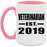 Veterinarian Established EST. 2019 - 15oz Accent Mug Pink