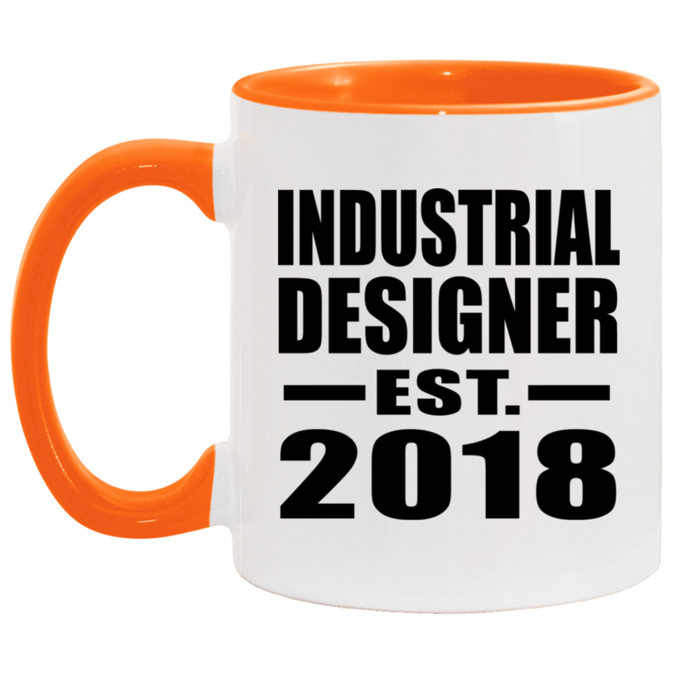 Industrial Designer Established EST. 2018 - 11oz Accent Mug Orange