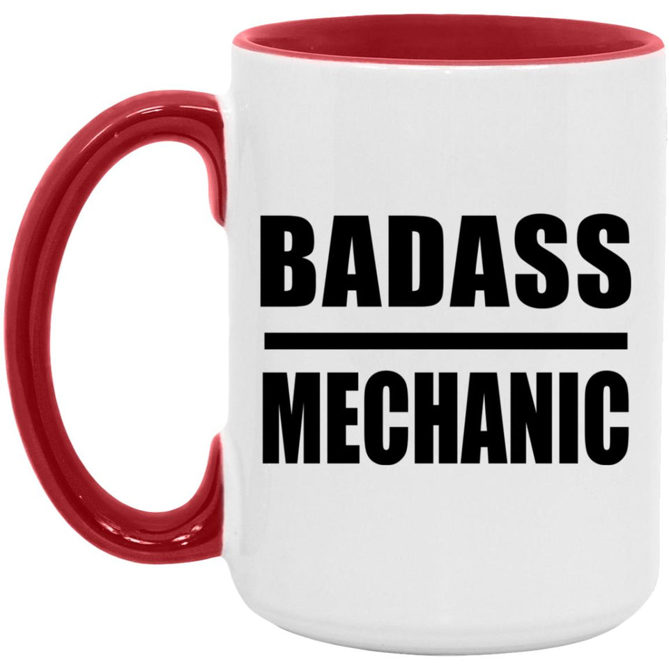 Badass Mechanic - 15oz Accent Mug Red
