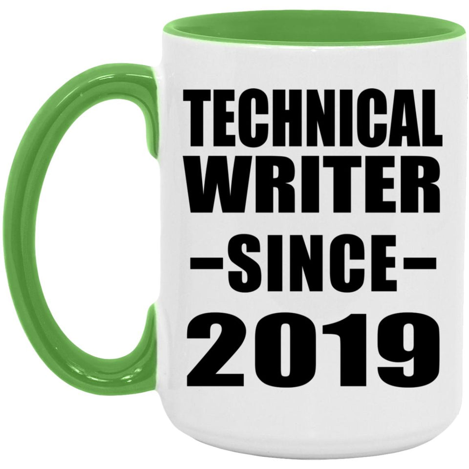 Technical Writer Since 2019 - 15oz Accent Mug Green
