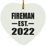 Fireman Established EST. 2022 - Heart Ornament