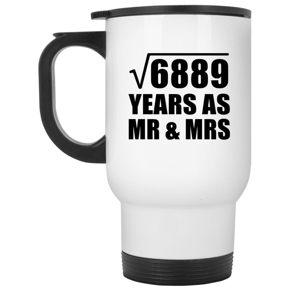 83rd Anniversary Square Root of 6889 Years As Mr & Mrs - White Travel Mug